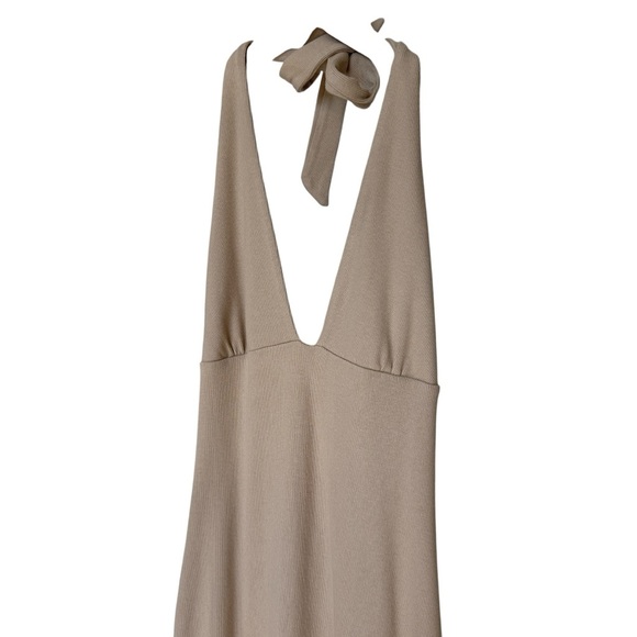REVOLVE Lovers and Friends Women's Kearsten Beige Halterneck Midi Dress Size M - Picture 6 of 12